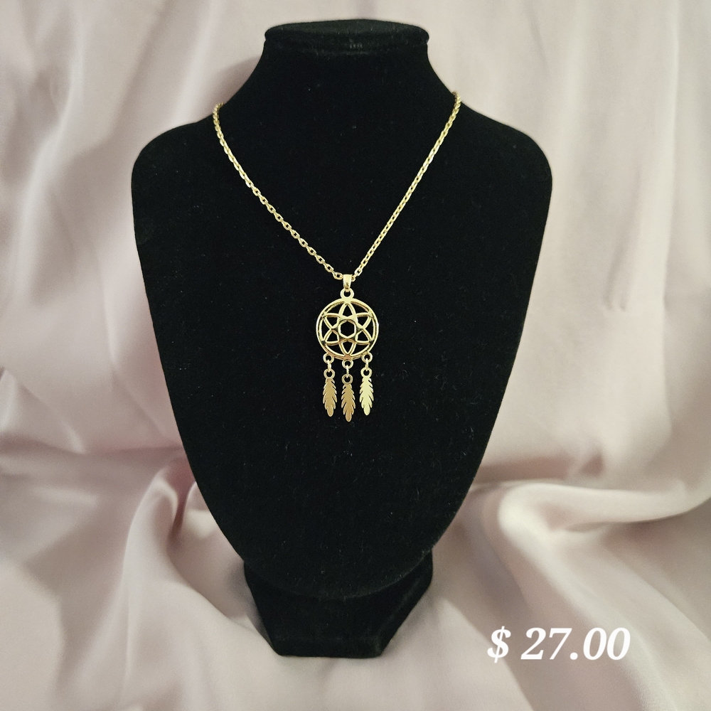 Gold Dreamcatcher Pendant Necklace